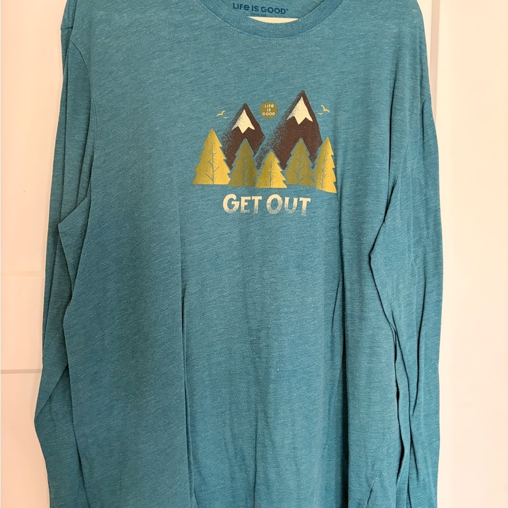 Life Is Good Aqua Speckled Long Sleeve Shirt